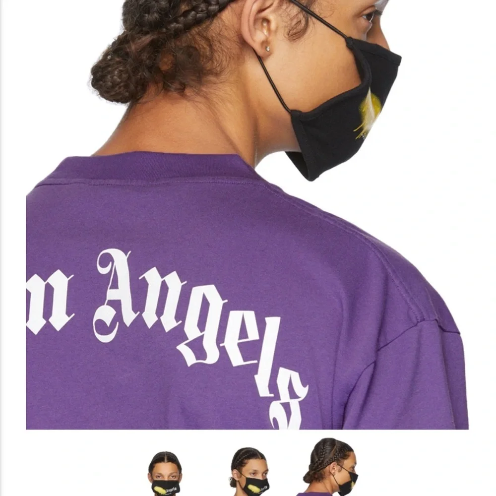 Palm Angels Black Face Mask with Yellow Accent